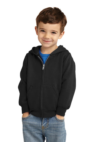 Port & Company Toddler Core Fleece Full-Zip Hooded Sweatshirt (Jet Black)