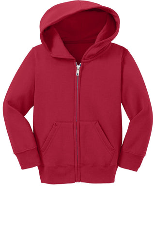 Port & Company Toddler Core Fleece Full-Zip Hooded Sweatshirt (Red)