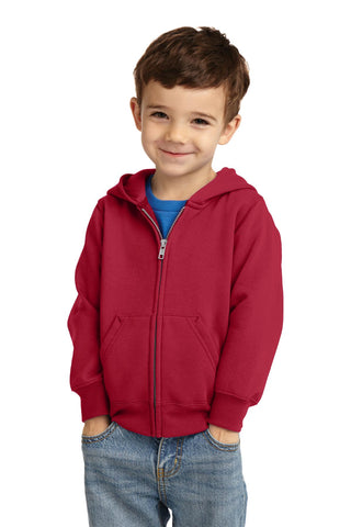 Port & Company Toddler Core Fleece Full-Zip Hooded Sweatshirt (Red)