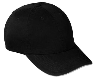 Port & Company Washed Twill Sandwich Bill Cap (Black/ White)