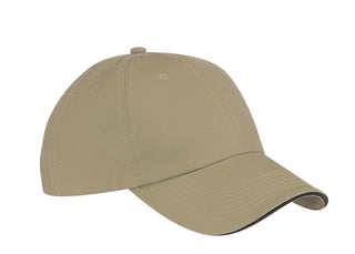 Port & Company Washed Twill Sandwich Bill Cap (Khaki/ Black)