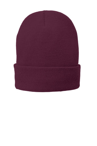 Port & Company Fleece-Lined Knit Cap (Maroon)