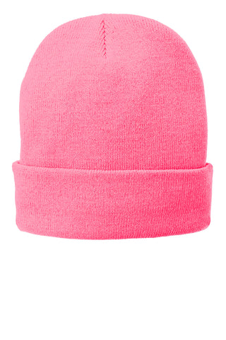 Port & Company Fleece-Lined Knit Cap (Neon Pink Glo)