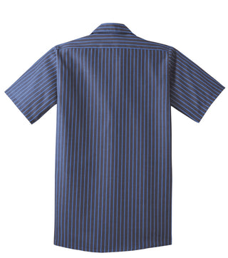 Red Kap Long Size Short Sleeve Striped Industrial Work Shirt (Grey/ Blue)