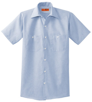 Red Kap Long Size Short Sleeve Striped Industrial Work Shirt (White/ Blue)