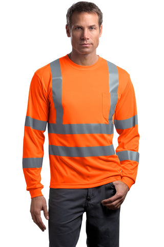 CornerStone ANSI 107 Class 3 Long Sleeve Snag-Resistant Reflective T-Shirt (Safety Orange)
