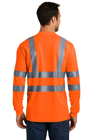 CornerStone ANSI 107 Class 3 Long Sleeve Snag-Resistant Reflective T-Shirt (Safety Orange)