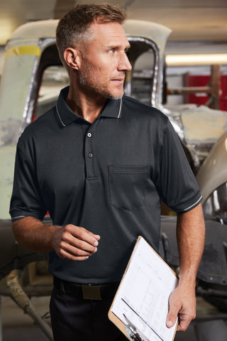 CornerStone Select Snag-Proof Tipped Pocket Polo (Black/ Smoke Grey)