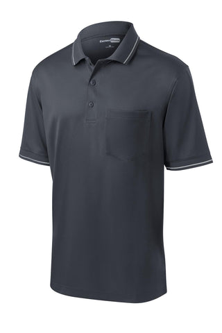 CornerStone Select Snag-Proof Tipped Pocket Polo (Charcoal/ Light Grey)