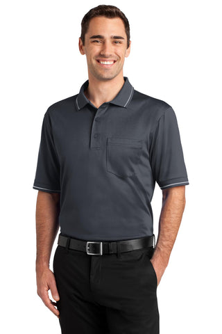 CornerStone Select Snag-Proof Tipped Pocket Polo (Charcoal/ Light Grey)