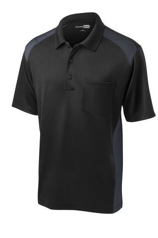 CornerStone Select Snag-Proof Two Way Colorblock Pocket Polo (Black/ Charcoal)