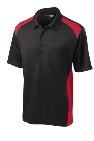 CornerStone Select Snag-Proof Two Way Colorblock Pocket Polo (Black/ Red)