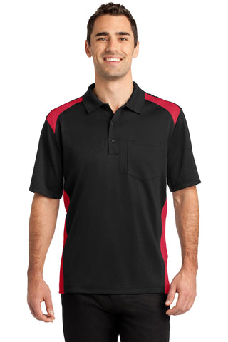 CornerStone Select Snag-Proof Two Way Colorblock Pocket Polo (Black/ Red)