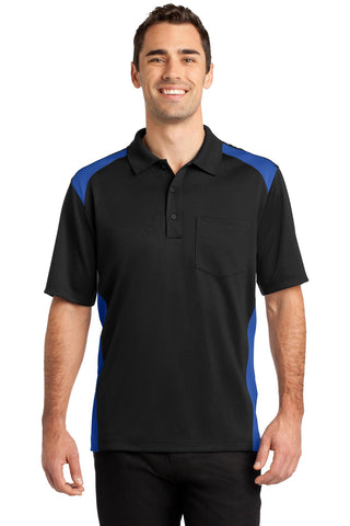 CornerStone Select Snag-Proof Two Way Colorblock Pocket Polo (Black/ Royal)