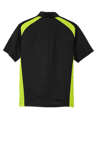 CornerStone Select Snag-Proof Two Way Colorblock Pocket Polo (Black/ Shock Green)