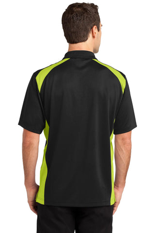 CornerStone Select Snag-Proof Two Way Colorblock Pocket Polo (Black/ Shock Green)