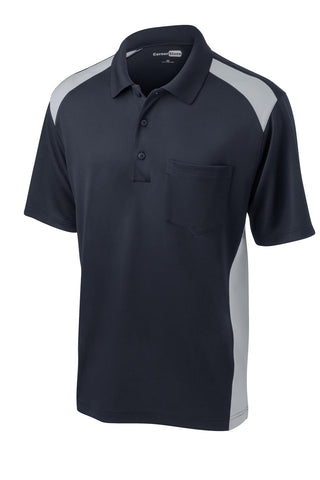 CornerStone Select Snag-Proof Two Way Colorblock Pocket Polo (Dark Navy/ Light Grey)