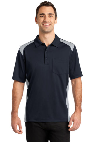 CornerStone Select Snag-Proof Two Way Colorblock Pocket Polo (Dark Navy/ Light Grey)