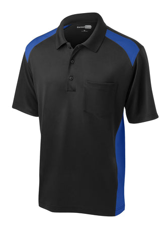 CornerStone Select Snag-Proof Two Way Colorblock Pocket Polo (Black/ Royal)