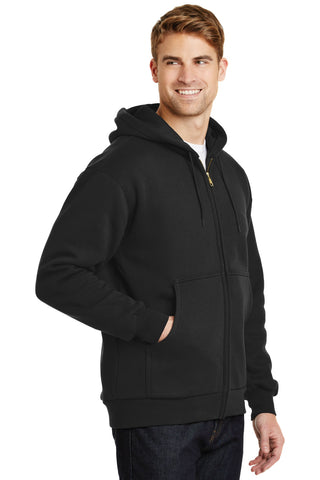 CornerStone Heavyweight Full-Zip Hooded Sweatshirt with Thermal Lining (Black)