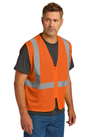 CornerStone ANSI 107 Class 2 Economy Mesh Zippered Vest (Safety Orange)