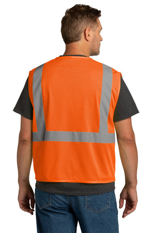 CornerStone ANSI 107 Class 2 Economy Mesh Zippered Vest (Safety Orange)