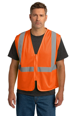 CornerStone ANSI 107 Class 2 Economy Mesh Zippered Vest (Safety Orange)