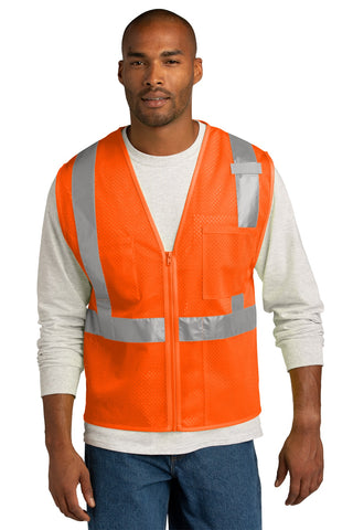 CornerStone ANSI 107 Class 2 Mesh Zippered Vest (Safety Orange)