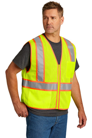 CornerStone ANSI 107 Class 2 Mesh Zippered Two-Tone Vest (Safety Yellow)