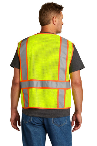 CornerStone ANSI 107 Class 2 Mesh Zippered Two-Tone Vest (Safety Yellow)