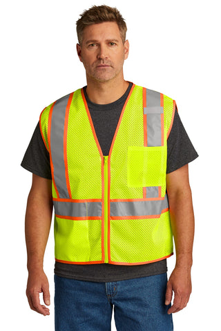 CornerStone ANSI 107 Class 2 Mesh Zippered Two-Tone Vest (Safety Yellow)