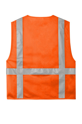 CornerStone ANSI 107 Class 2 Mesh Six-Pocket Zippered Vest (Safety Orange)