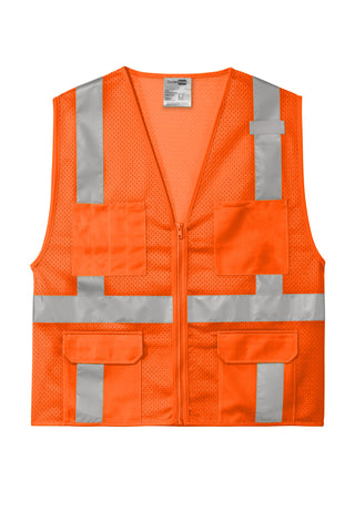 CornerStone ANSI 107 Class 2 Mesh Six-Pocket Zippered Vest (Safety Orange)