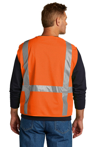 CornerStone ANSI 107 Class 2 Mesh Six-Pocket Zippered Vest (Safety Orange)