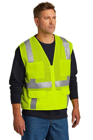 CornerStone ANSI 107 Class 2 Mesh Six-Pocket Zippered Vest (Safety Yellow)