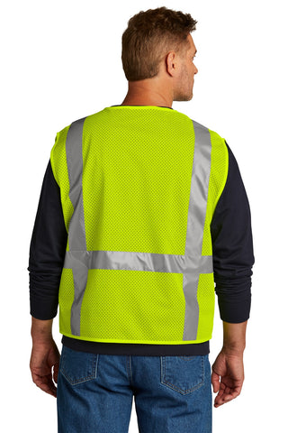 CornerStone ANSI 107 Class 2 Mesh Six-Pocket Zippered Vest (Safety Yellow)