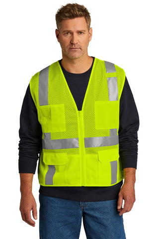 CornerStone ANSI 107 Class 2 Mesh Six-Pocket Zippered Vest (Safety Yellow)