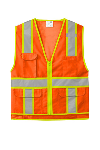 CornerStone ANSI 107 Class 2 Surveyor Zippered Two-Tone Vest (Safety Orange)