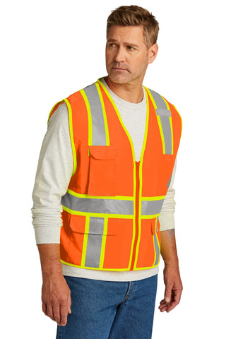 CornerStone ANSI 107 Class 2 Surveyor Zippered Two-Tone Vest (Safety Orange)