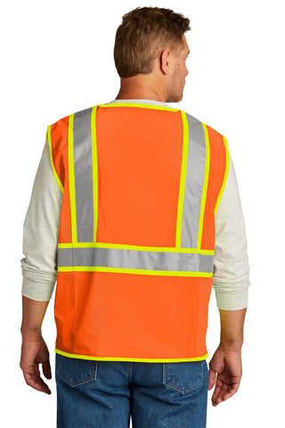 CornerStone ANSI 107 Class 2 Surveyor Zippered Two-Tone Vest (Safety Orange)