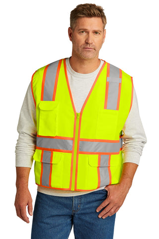 CornerStone ANSI 107 Class 2 Surveyor Zippered Two-Tone Vest (Safety Yellow)