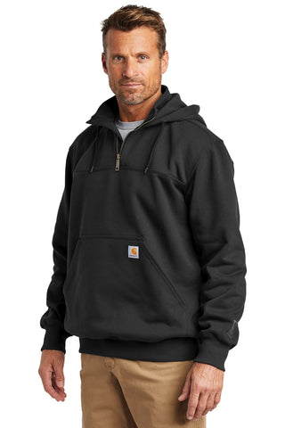 Carhartt Rain Defender Paxton Heavyweight Hooded Zip Mock Sweatshirt (Black)