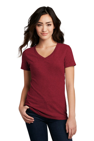 District Women's Perfect Blend CVC V-Neck Tee (Red Fleck)