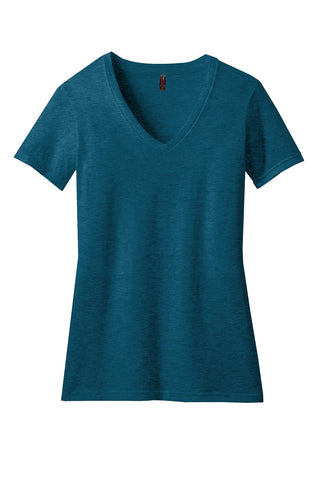 District Women's Perfect Blend CVC V-Neck Tee (Deep Turquoise Fleck)