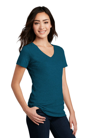 District Women's Perfect Blend CVC V-Neck Tee (Deep Turquoise Fleck)