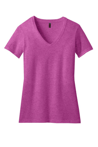 District Women's Perfect Blend CVC V-Neck Tee (Heathered Pink Raspberry)