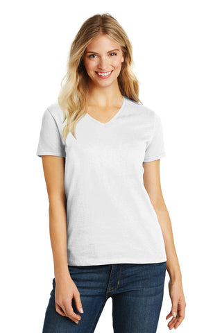 District Women's Perfect Blend CVC V-Neck Tee (White)