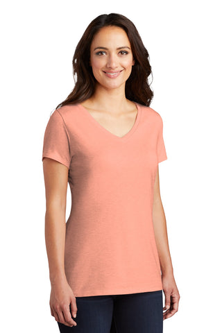 District Women's Perfect Tri V-Neck Tee (Heathered Dusty Peach)
