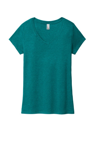 District Women's Perfect Tri V-Neck Tee (Heathered Teal)