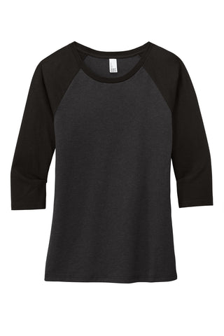 District Women's Perfect Tri 3/4-Sleeve Raglan (Black/ Black Frost)